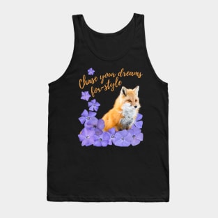 Chase Your Dreams Fox-style – with a fox and blue flowers Tank Top